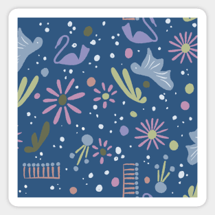 Abstract of combs, flowers and more Sticker